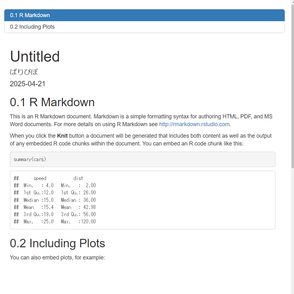 outputの入力:RMarkdownのオプション2